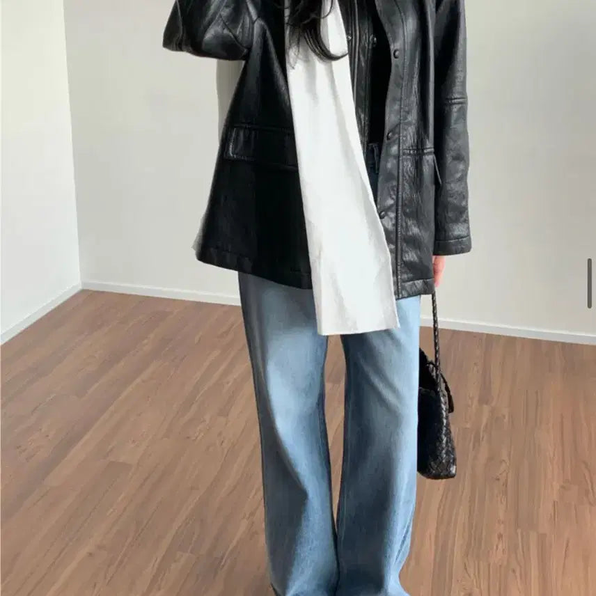 [BUNJANG] LUVMIU Crinkle Leather Jacket / LUVMIU 크링클 레더 자켓 판매합니다!