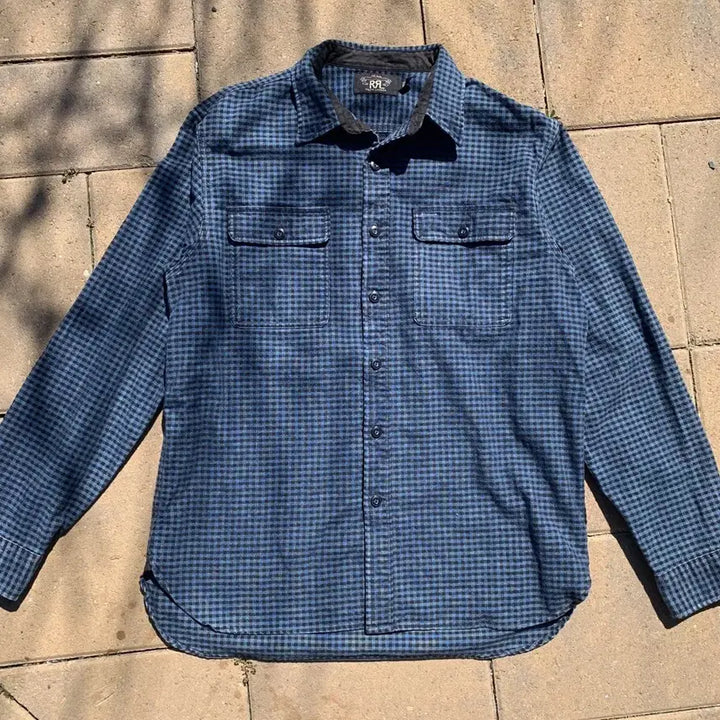 [BUNJANG] RRL Indigo Blue Check Work Shirt / RRL 더블알엘 인디고 블루 체크 워크셔츠