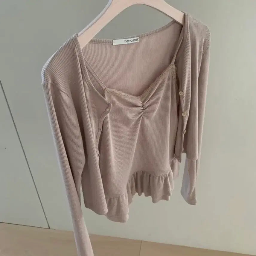 [BUNJANG] His Poster Rawn Cankang Set Frill Tank Top Cardigan / 히스 Poster 포스터 론 캉캉 세트 프릴 나시 가디건