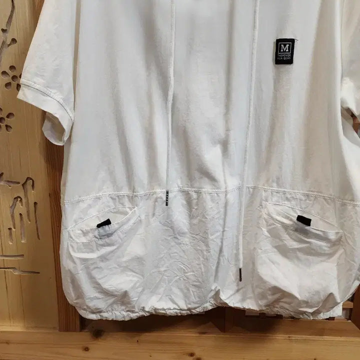 [BUNJANG] White Drop Shoulder Cotton Blend Hooded T-shirt / 여성 반팔면티 / 후드티