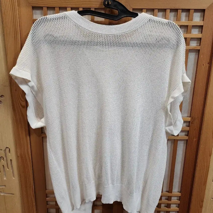 [BUNJANG] White Knit Short-Sleeved T-Shirt / 화이트 니트 반팔 티셔츠