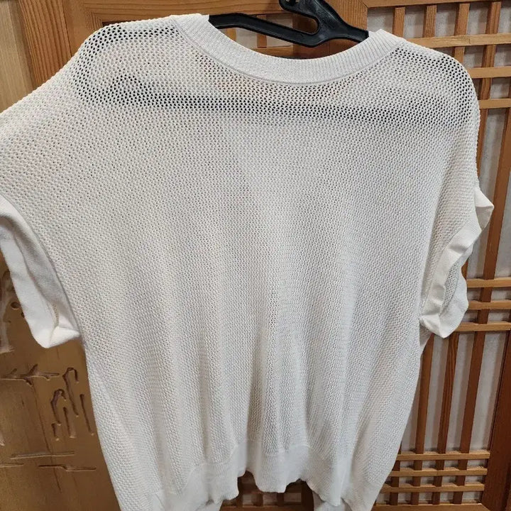 [BUNJANG] White Knit Short-Sleeved T-Shirt / 화이트 니트 반팔 티셔츠