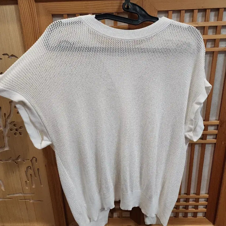 [BUNJANG] White Knit Short-Sleeved T-Shirt / 화이트 니트 반팔 티셔츠