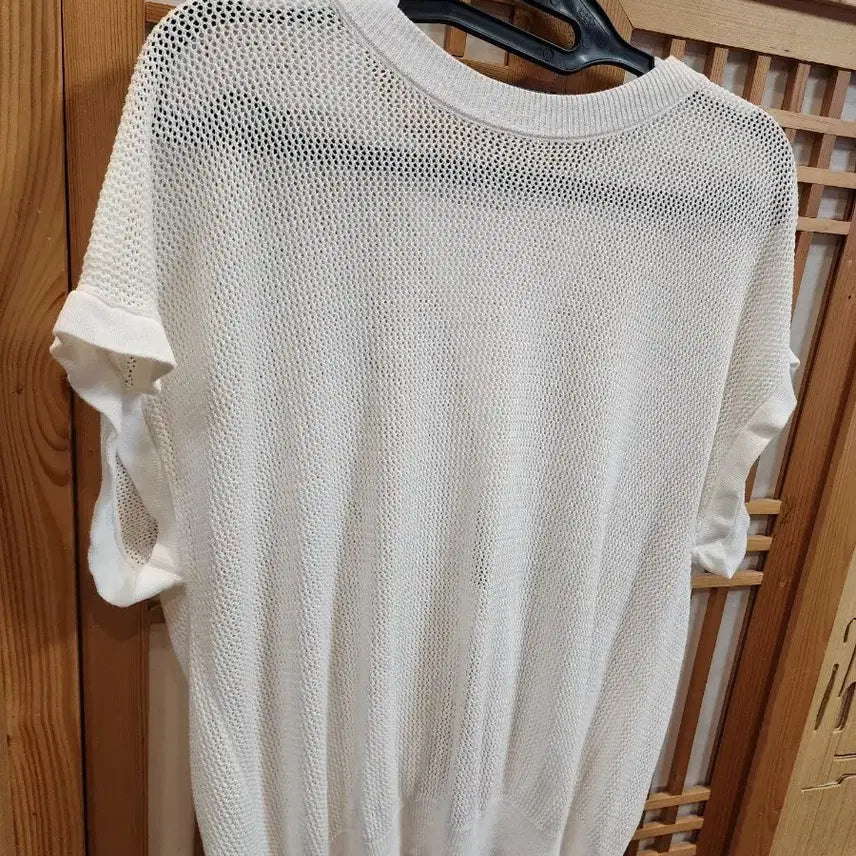 [BUNJANG] White Knit Short-Sleeved T-Shirt / 화이트 니트 반팔 티셔츠