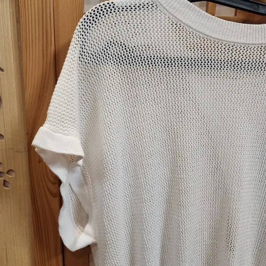 [BUNJANG] White Knit Short-Sleeved T-Shirt / 화이트 니트 반팔 티셔츠
