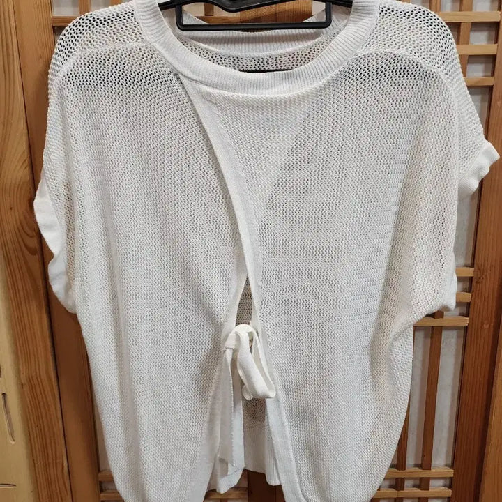 [BUNJANG] White Knit Short-Sleeved T-Shirt / 화이트 니트 반팔 티셔츠