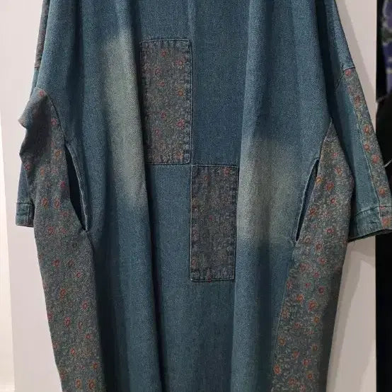 [SOLD OUT] 플라워 프린트 데님 롱 원피스