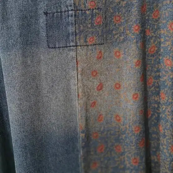 [SOLD OUT] 플라워 프린트 데님 롱 원피스
