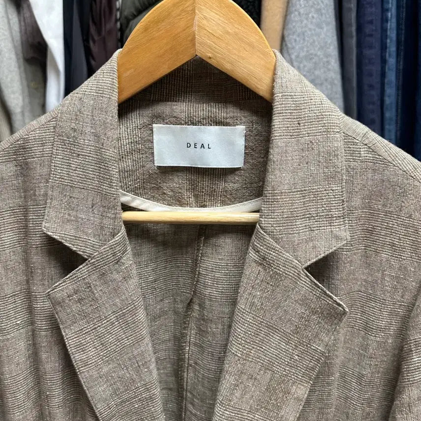 [SOLD OUT] DEAL 린넨 체크 자켓 브라운
