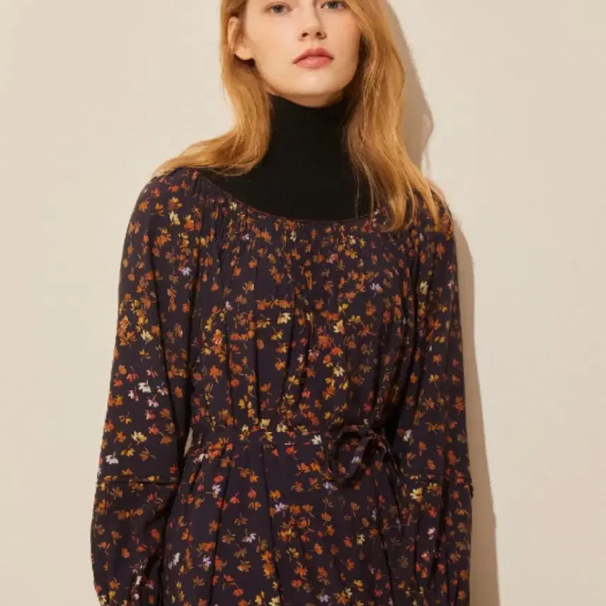 [BUNJANG] Vanessa Bruno Athé Flower Knit Long Dress / 21 바네사브루노아떼 69.8만 플라워 니트배색롱원피스 인견퍼프벌룬네이비