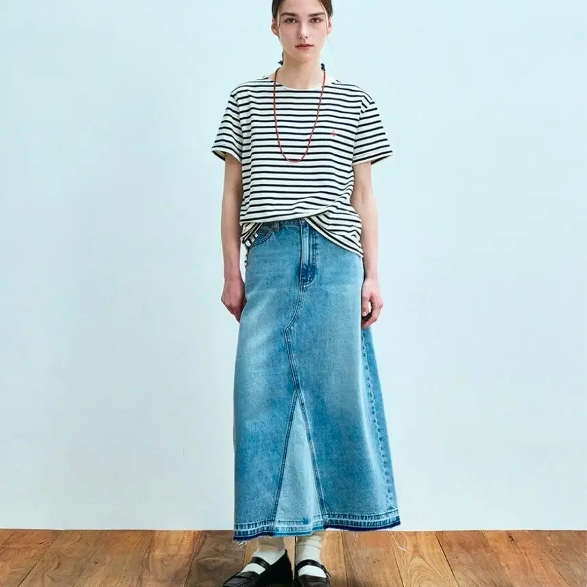 [BUNJANG] Uniform Bridge Denim Long Skirt / 유니폼브릿지 데님 롱 스커트 55