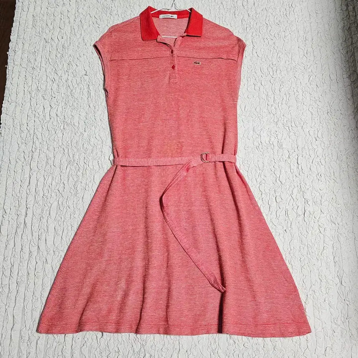 [BUNJANG] Lacoste Orange Pique Belted Dress / 34/55~66/라코스테 오렌지 피케 벨트 원피스