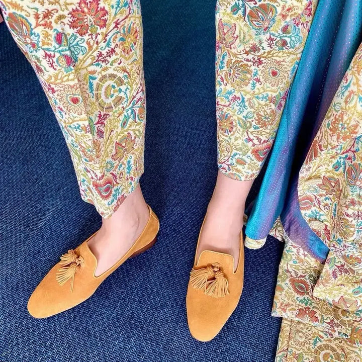 [BUNJANG] Romantica Soul Gold Byzantine Jacquard Pants / 로만티카소울 플라워 패턴 자수 자카드 팬츠 골드비잔틴바지금사페이즐리슬랙스