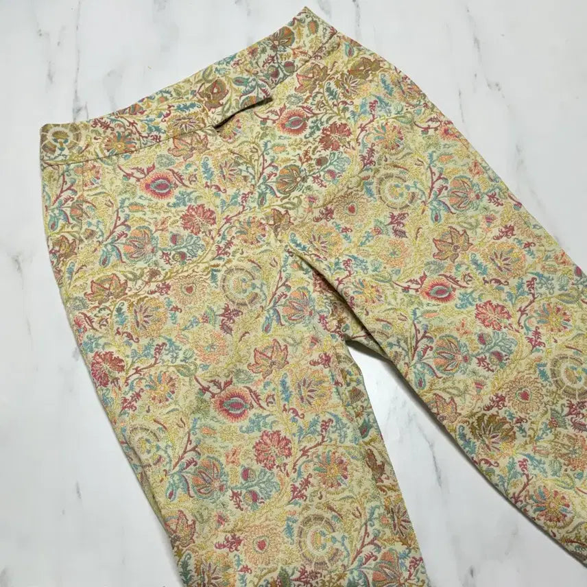 [BUNJANG] Romantica Soul Gold Byzantine Jacquard Pants / 로만티카소울 플라워 패턴 자수 자카드 팬츠 골드비잔틴바지금사페이즐리슬랙스