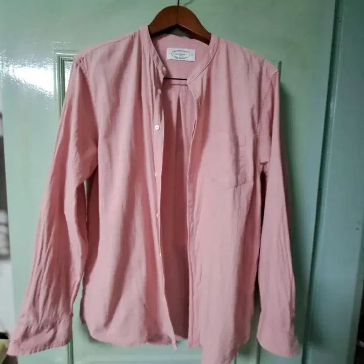 [BUNJANG] Some-day Part Pink Henley Long Sleeve Shirt / 썸데part 핑크색 헨리넥 긴팔 셔츠
