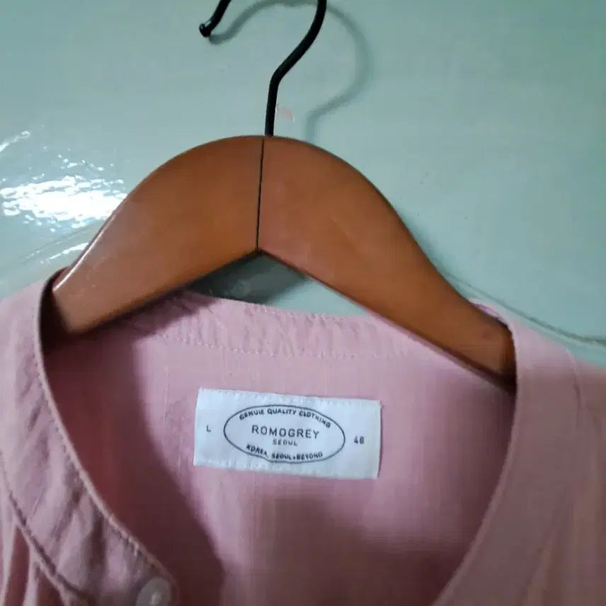 [BUNJANG] Some-day Part Pink Henley Long Sleeve Shirt / 썸데part 핑크색 헨리넥 긴팔 셔츠