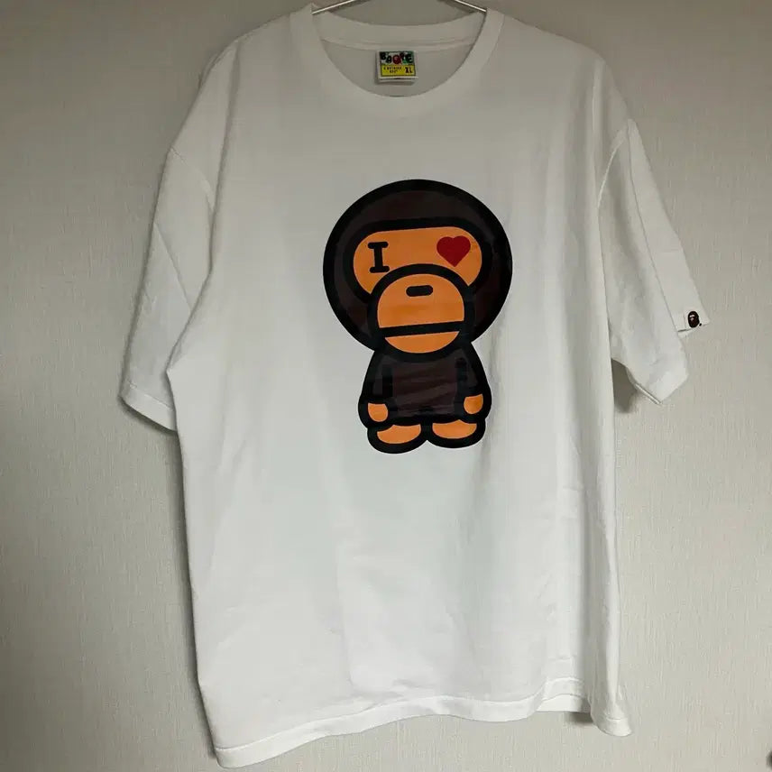 [BUNJANG] BAPE Baby Milo Heart T-shirt White / [XL] 베이프 하트 베이비 마일로 티셔츠 화이트