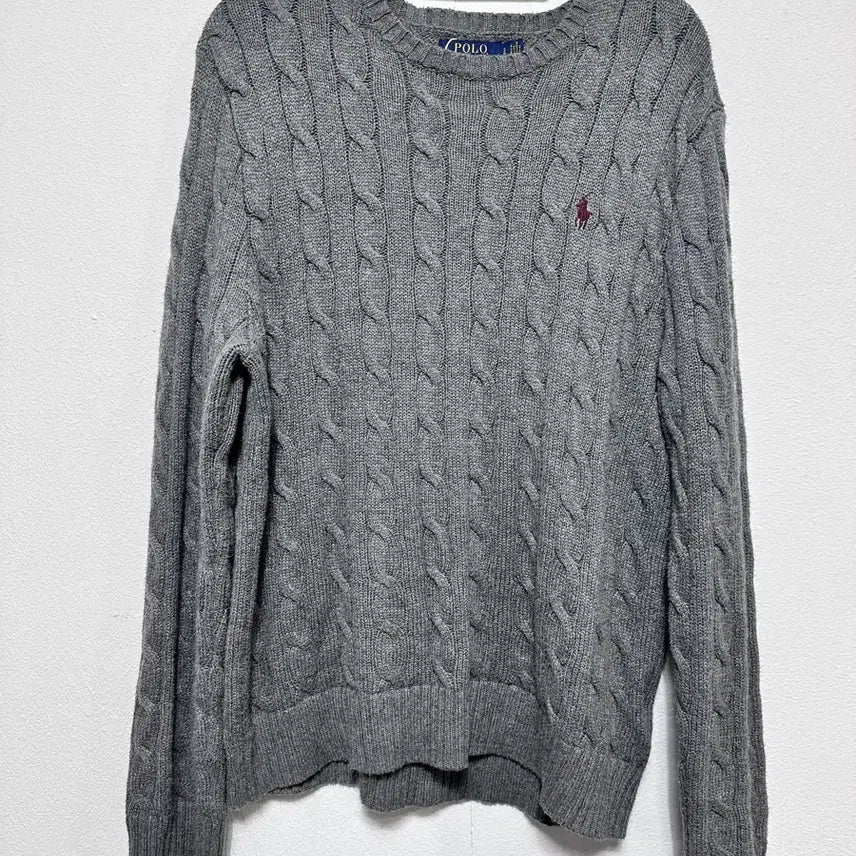 [BUNJANG] Polo Ralph Lauren Cable Knit Sweater / 폴로 랄프로렌 케이블 니트 그레이
