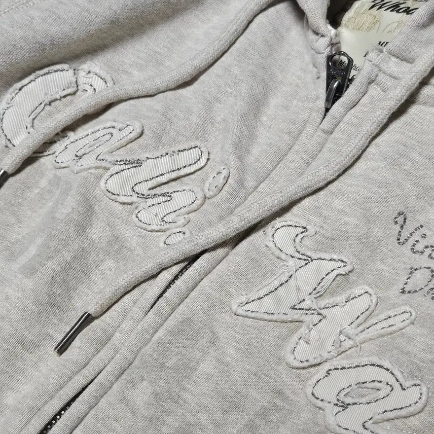 [BUNJANG] Who.A.U Y2K Pinstripe Midi Hoodie Zip-up / 후아유 y2k 핀터깔 미디 후드집업 M