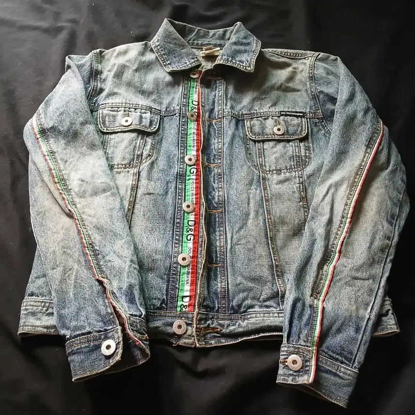 [BUNJANG] Dolce &amp; Gabbana Vintage Denim Jacket / 돌체앤가바나  빈티지 데님 자켓 브라운 워싱 이탈리아 삼선 포인트