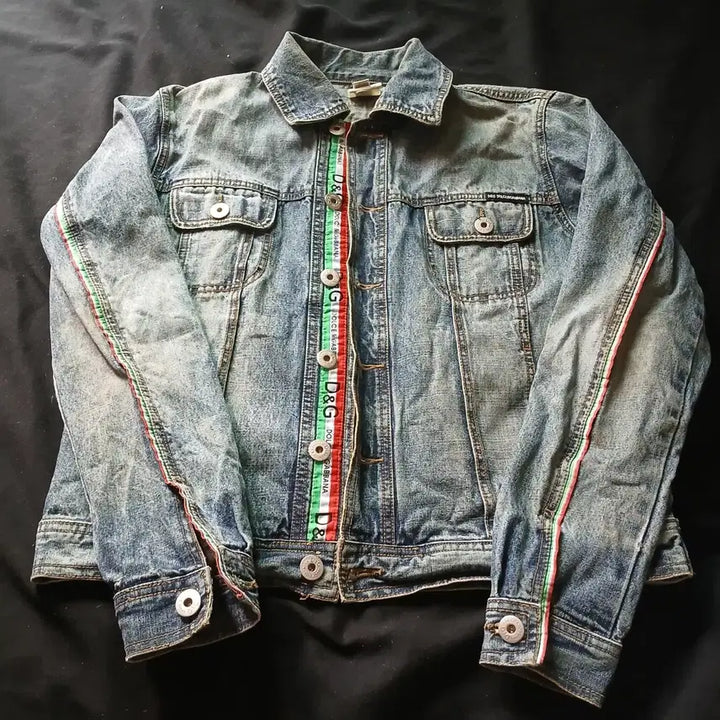[BUNJANG] Dolce &amp; Gabbana Vintage Denim Jacket / 돌체앤가바나  빈티지 데님 자켓 브라운 워싱 이탈리아 삼선 포인트