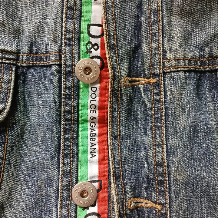 [BUNJANG] Dolce &amp; Gabbana Vintage Denim Jacket / 돌체앤가바나  빈티지 데님 자켓 브라운 워싱 이탈리아 삼선 포인트