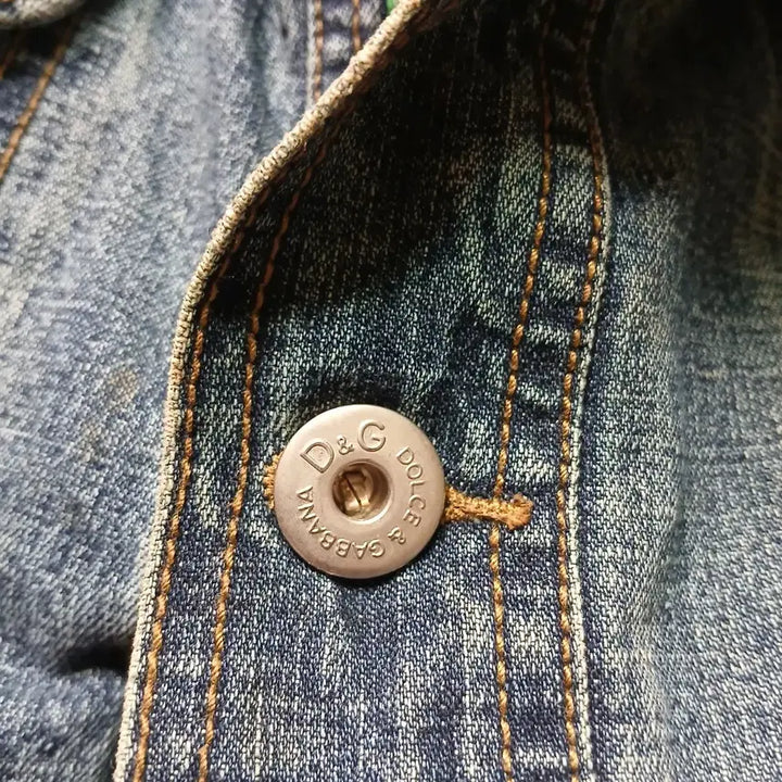 [BUNJANG] Dolce &amp; Gabbana Vintage Denim Jacket / 돌체앤가바나  빈티지 데님 자켓 브라운 워싱 이탈리아 삼선 포인트