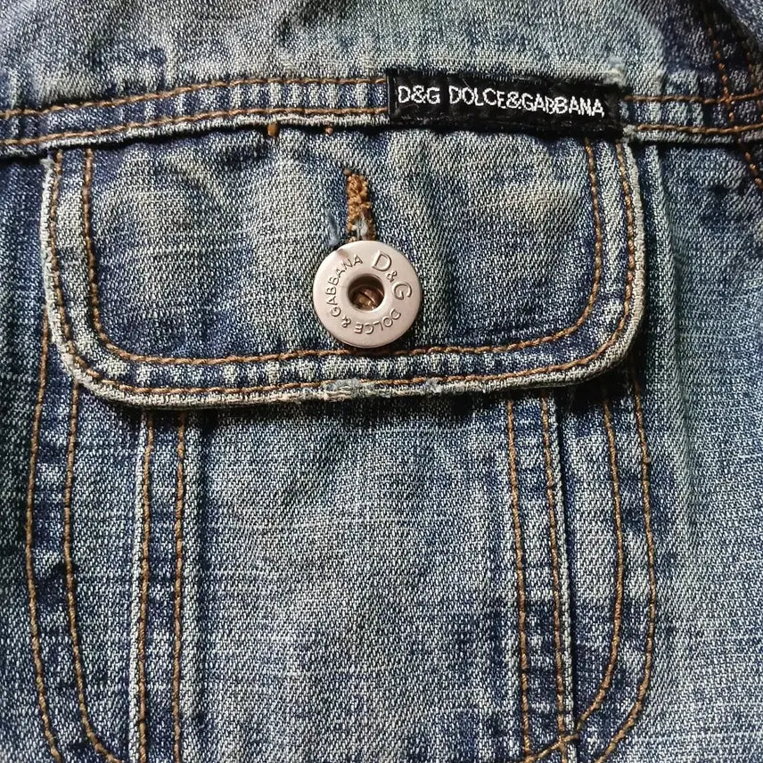 [BUNJANG] Dolce &amp; Gabbana Vintage Denim Jacket / 돌체앤가바나  빈티지 데님 자켓 브라운 워싱 이탈리아 삼선 포인트