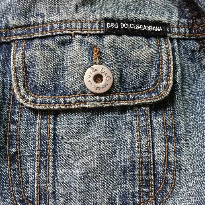 [BUNJANG] Dolce &amp; Gabbana Vintage Denim Jacket / 돌체앤가바나  빈티지 데님 자켓 브라운 워싱 이탈리아 삼선 포인트