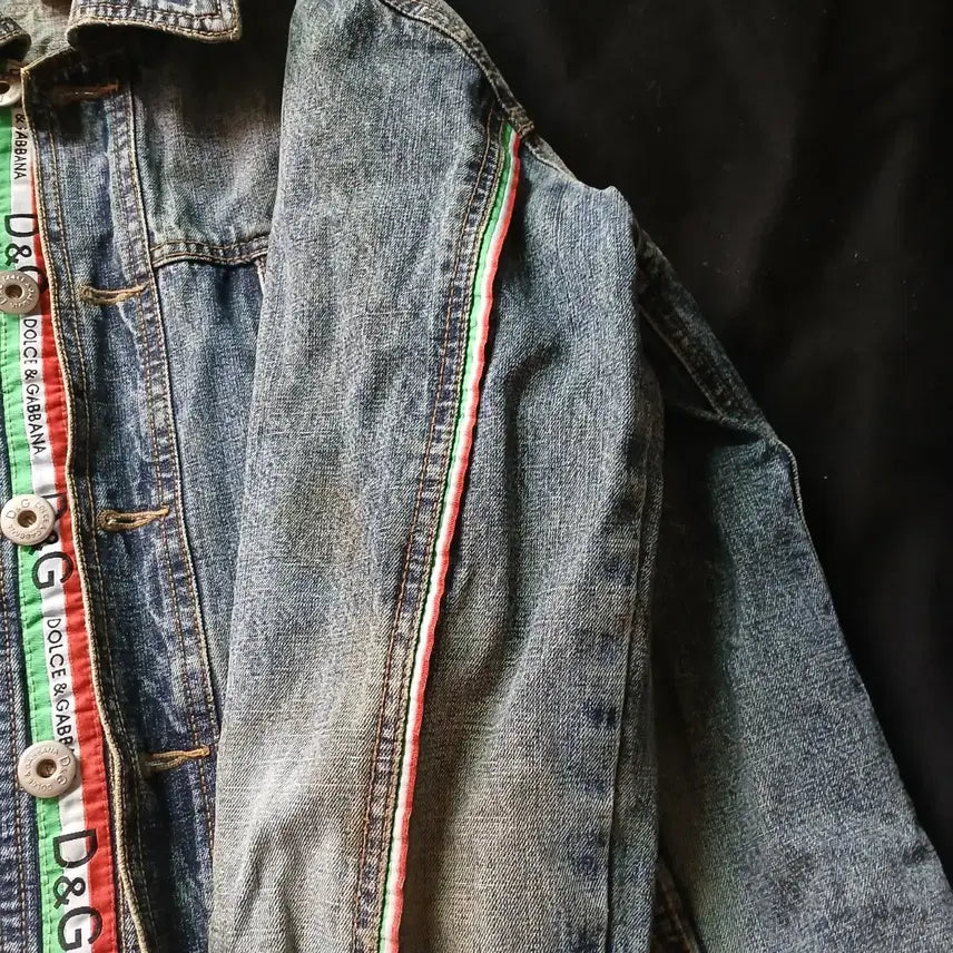 [BUNJANG] Dolce &amp; Gabbana Vintage Denim Jacket / 돌체앤가바나  빈티지 데님 자켓 브라운 워싱 이탈리아 삼선 포인트