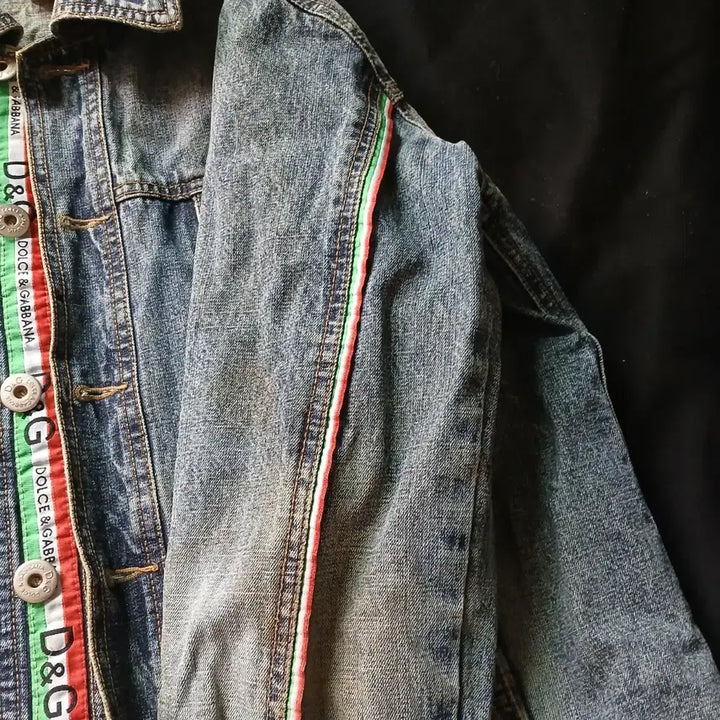 [BUNJANG] Dolce &amp; Gabbana Vintage Denim Jacket / 돌체앤가바나  빈티지 데님 자켓 브라운 워싱 이탈리아 삼선 포인트