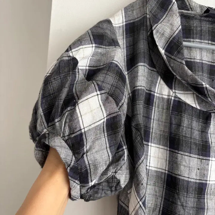 [BUNJANG] Isabel Marant Linen Checkered Blouse / 이자벨마랑 퍼프소매 언발 체크 린넨 블라우스 0