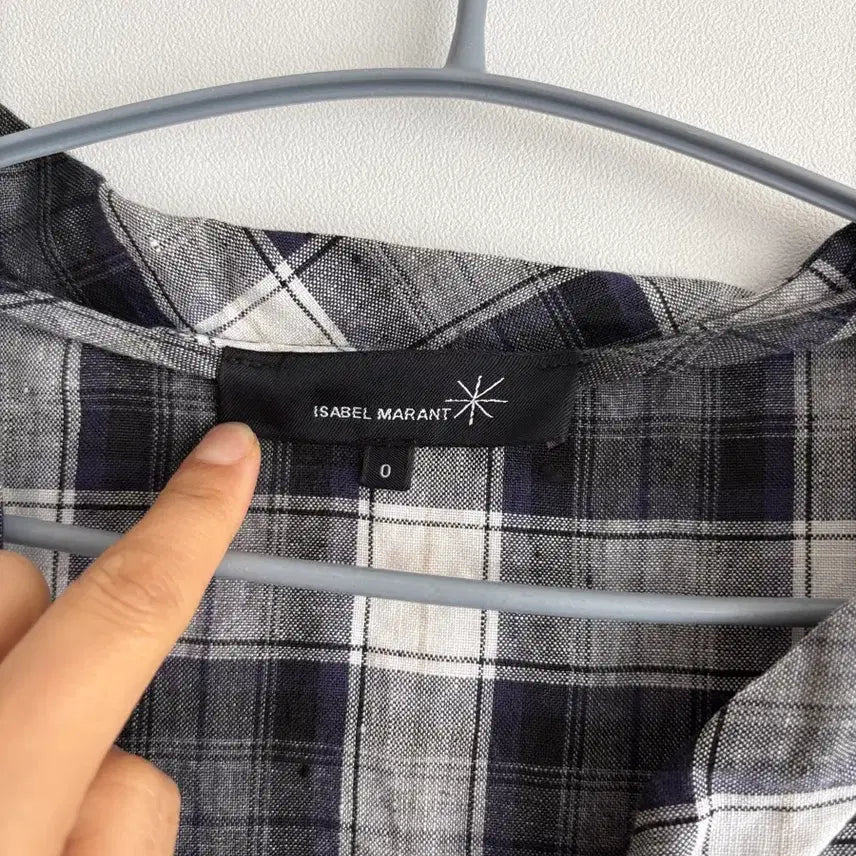 [BUNJANG] Isabel Marant Linen Checkered Blouse / 이자벨마랑 퍼프소매 언발 체크 린넨 블라우스 0