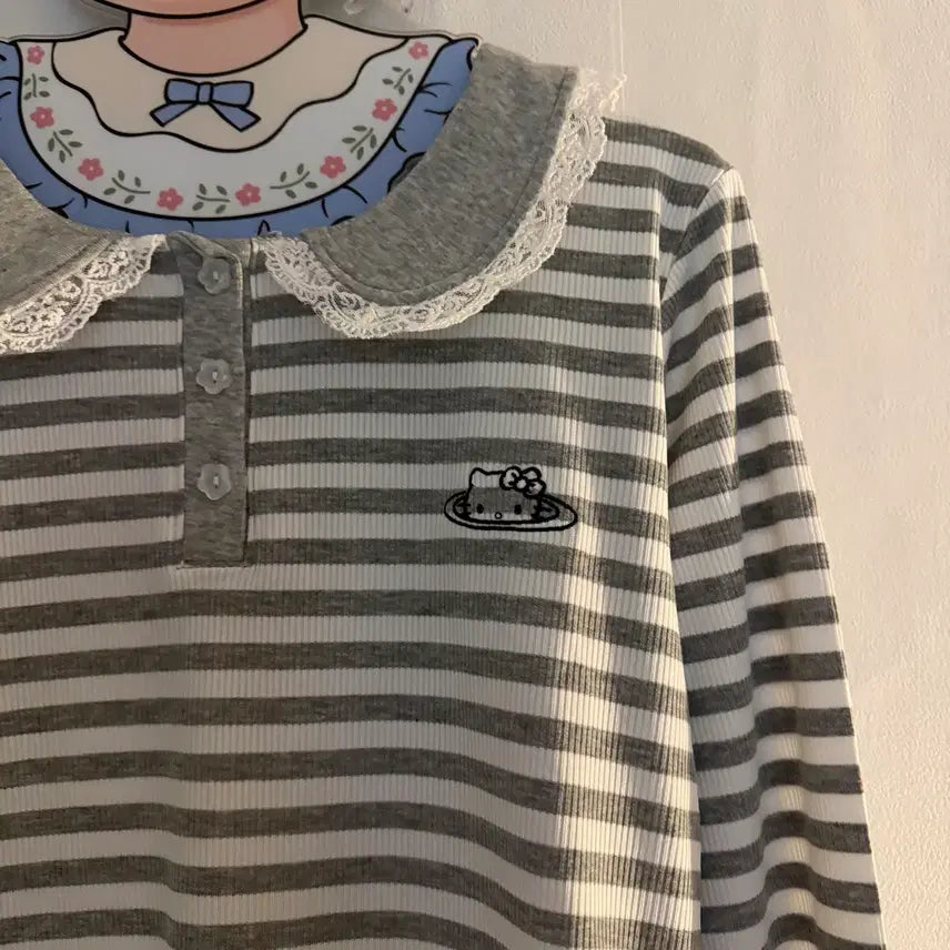 [SOLD OUT] 키티 자수 레이스 카타 긴팔티 빈티지