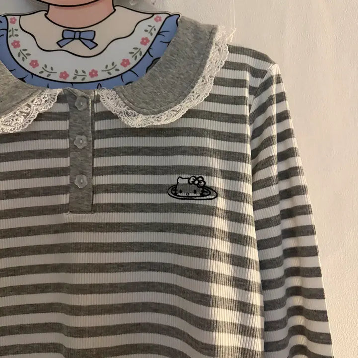 [SOLD OUT] 키티 자수 레이스 카타 긴팔티 빈티지