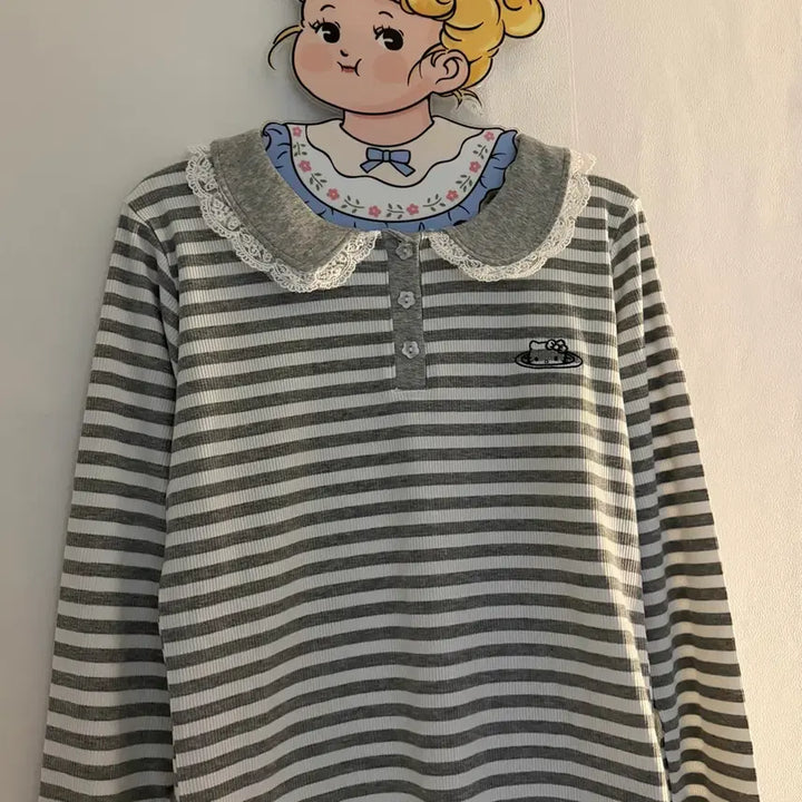 [SOLD OUT] 키티 자수 레이스 카타 긴팔티 빈티지