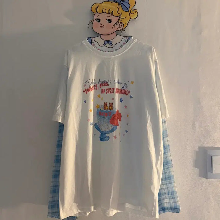 [SOLD OUT] 귀여운 곰돌이 긴팔티 투피스 빈티지