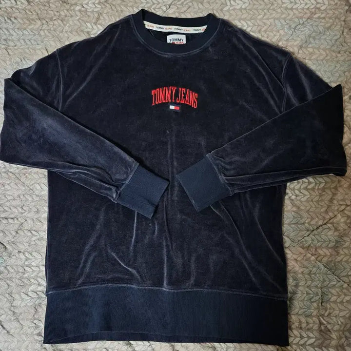 [BUNJANG] 타미 벨루어 크루넥 맨투맨 / 타미 컬리지 벨루어 크루넥