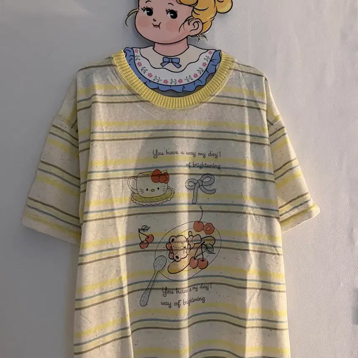 [BUNJANG] 키티 스트라이프 반팔티 빈티지 / 키티 스트라이프 반팔티 빈티지