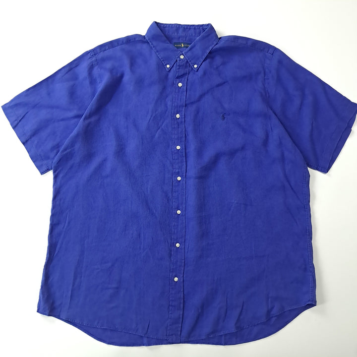 [SOLD OUT] CK314 2XLT 폴로 90s 린넨 로열블루 반팔 셔츠 남방