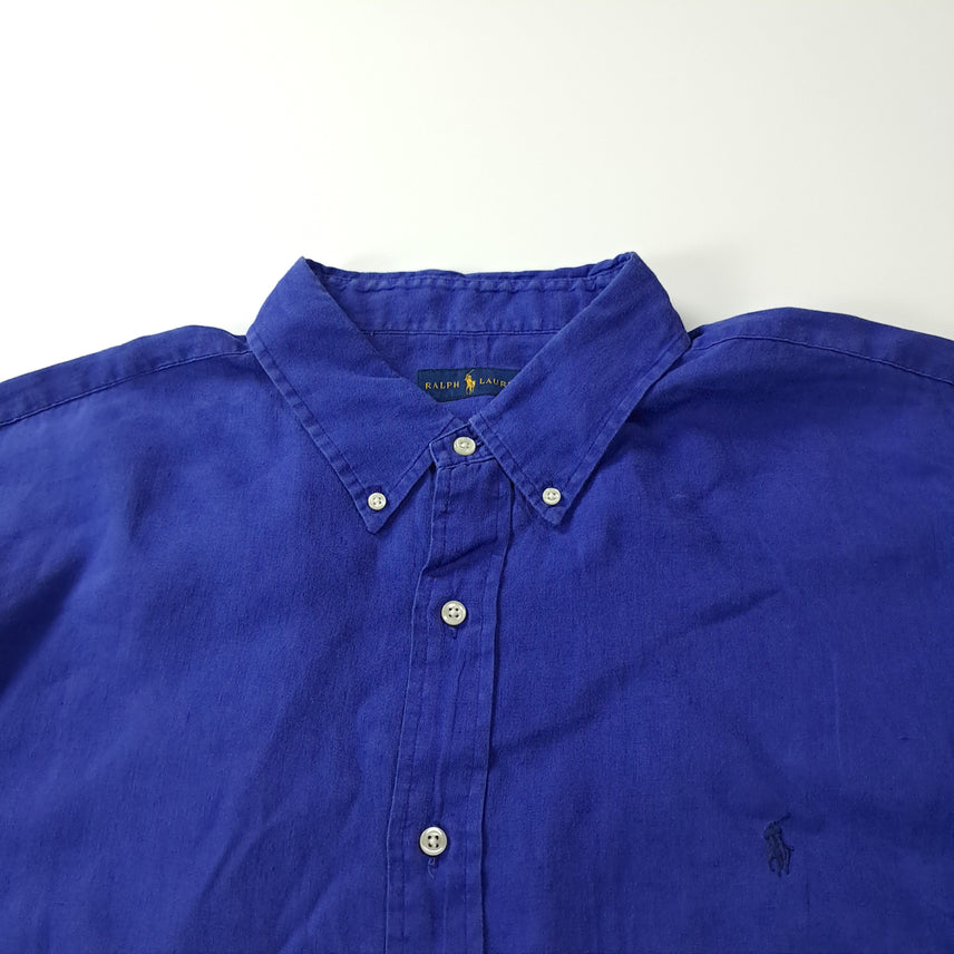 [SOLD OUT] CK314 2XLT 폴로 90s 린넨 로열블루 반팔 셔츠 남방