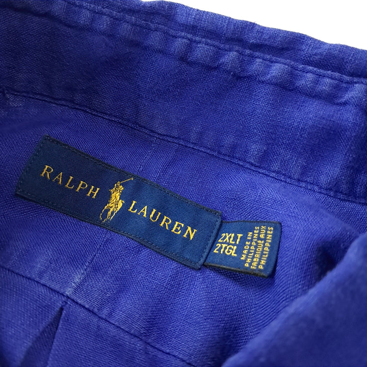 [SOLD OUT] CK314 2XLT 폴로 90s 린넨 로열블루 반팔 셔츠 남방