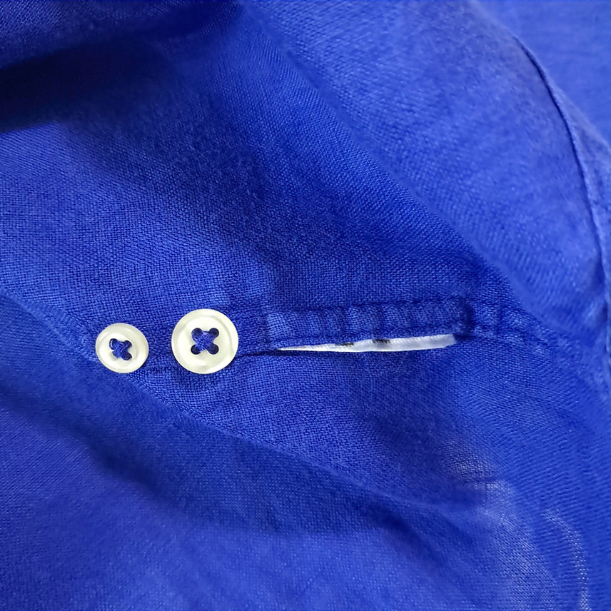 [SOLD OUT] CK314 2XLT 폴로 90s 린넨 로열블루 반팔 셔츠 남방