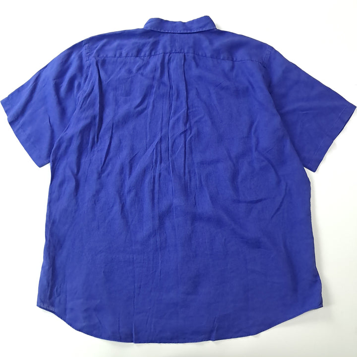 [SOLD OUT] CK314 2XLT 폴로 90s 린넨 로열블루 반팔 셔츠 남방