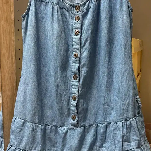 [BUNJANG] Vintage Sky Blue Vest Dress / 연청 조끼 원피스 치마 베스트 스카이블루 하늘 모리걸 빈티지 그런지 일브