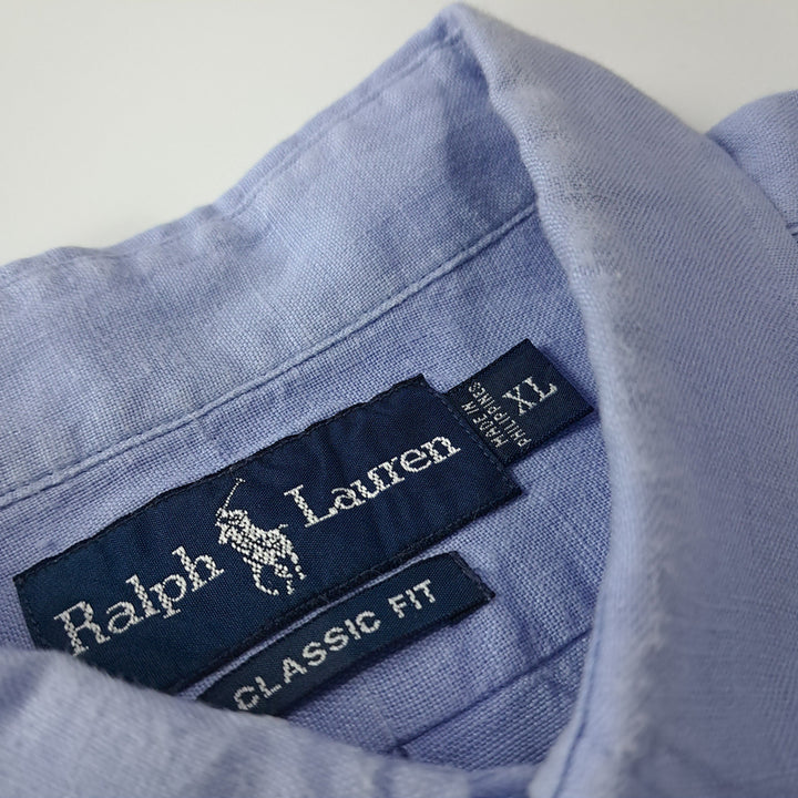 [BUNJANG] Polo Ralph Lauren Linen Shirt - Sky Blue / CK316 XL 폴로 00s 린넨 핑크포니 스카이블루 반팔 셔츠 남방
