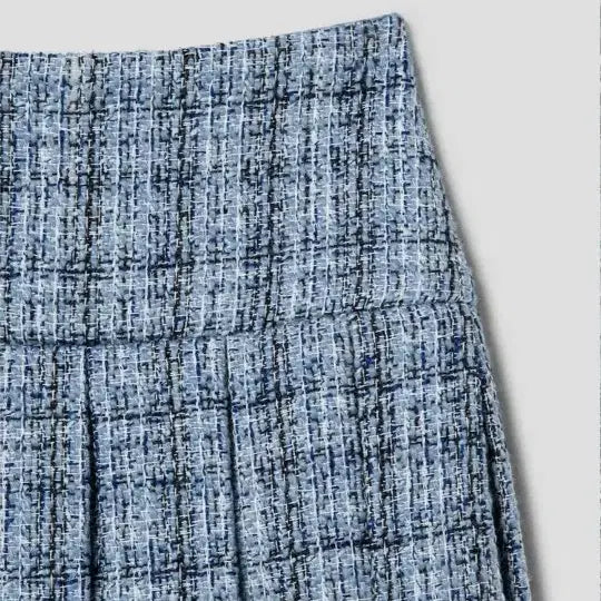 [SOLD OUT] 앨리스앤올리비아 에밀리 박스 플리츠 미니 스커트 (Blue Multi)
