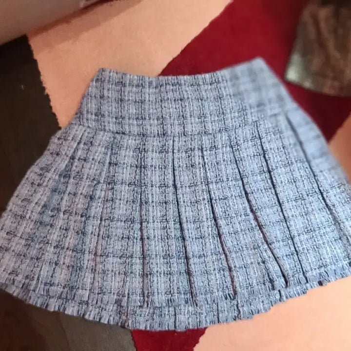 [SOLD OUT] 앨리스앤올리비아 에밀리 박스 플리츠 미니 스커트 (Blue Multi)