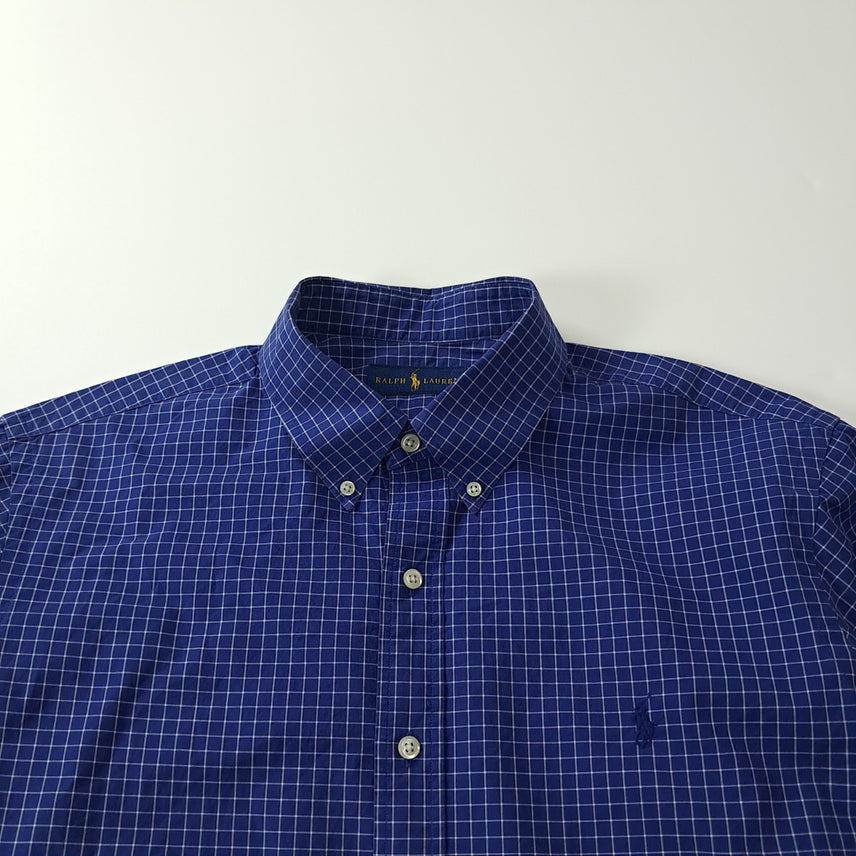 [SOLD OUT] CK319 XL 폴로 스몰 윈도우페인 로열블루 반팔 셔츠 남방
