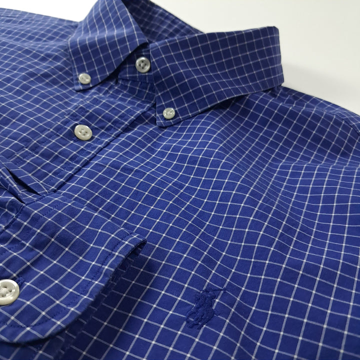 [SOLD OUT] CK319 XL 폴로 스몰 윈도우페인 로열블루 반팔 셔츠 남방